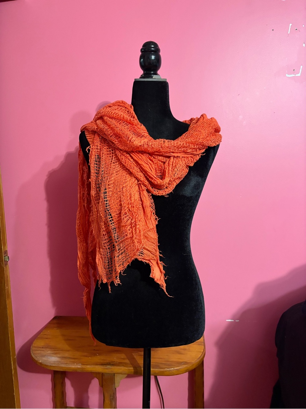 Harley-Davidson Bright Orange Lightweight Frayed Wrap Scarf